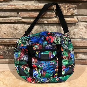 Desigual Tropical Floral Print Ripstop Duffel Travel Bag